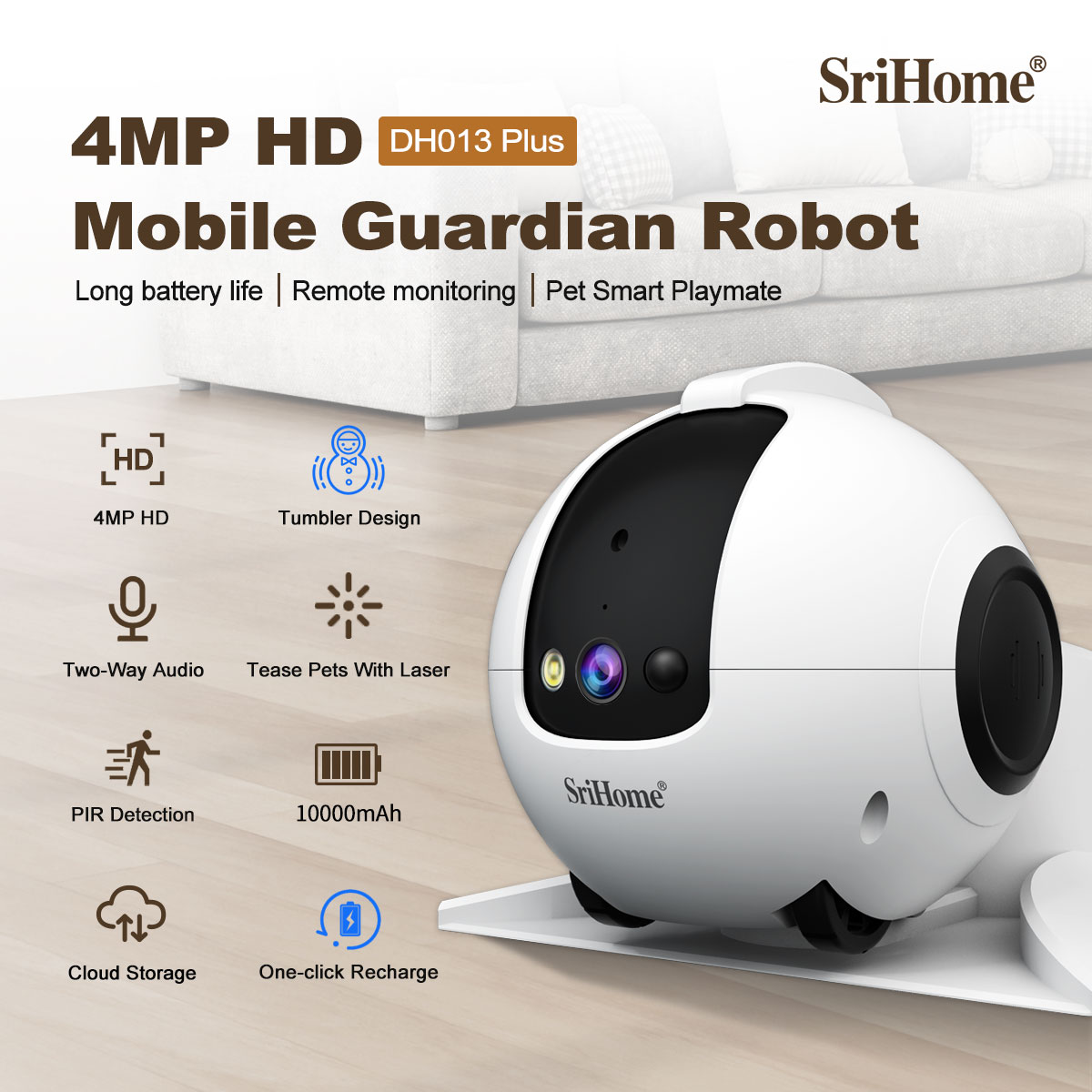 Home Security Robots - Câmera Dome IP PTZ Sem Fio