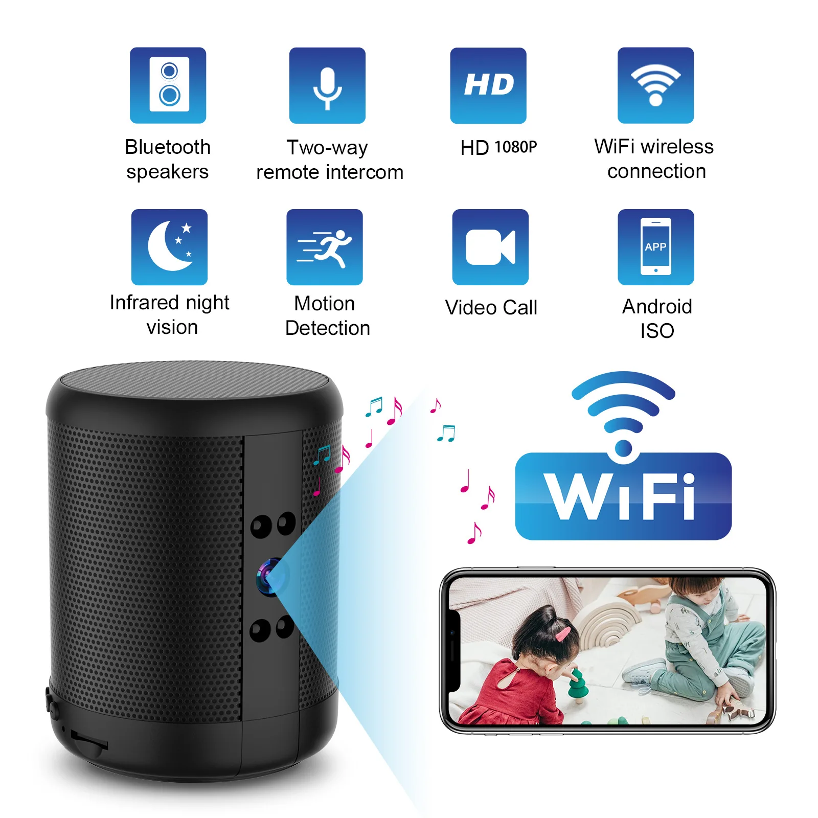 Home Security Robot - Câmera de Segurança WiFi com Alto-falante,
